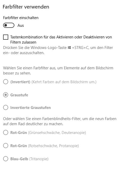 farbfilter Win 10
