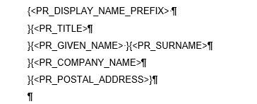 Code für Adressen